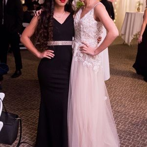 Blush lace and tulle gown